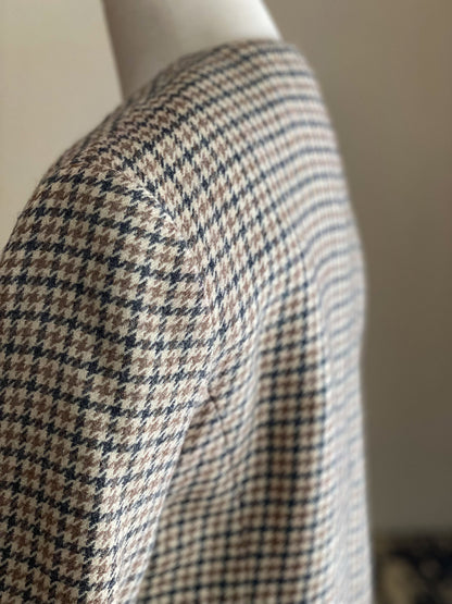 Vintage 80’s houndstooth Alpaca & wool career blazer gray camel ivory check // 38” bust