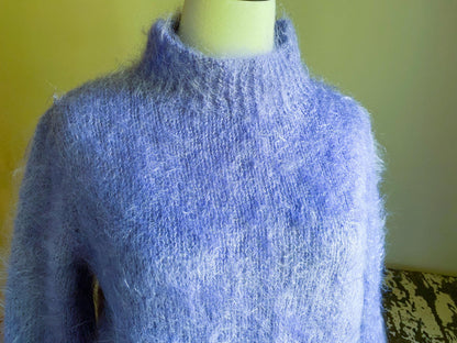 Vintage lilac mohair sweater lavender funnel neck turtleneck // 40” bust