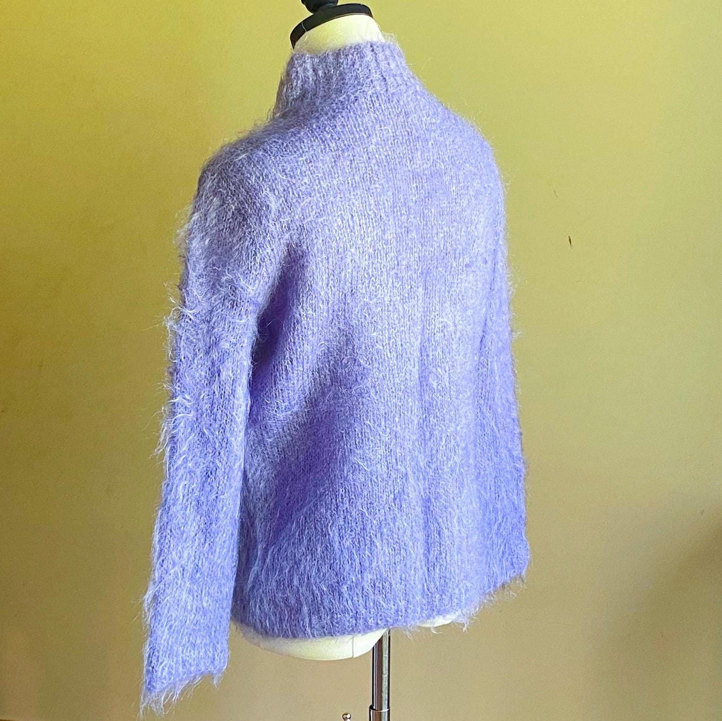 Vintage lilac mohair sweater lavender funnel neck turtleneck // 40” bust