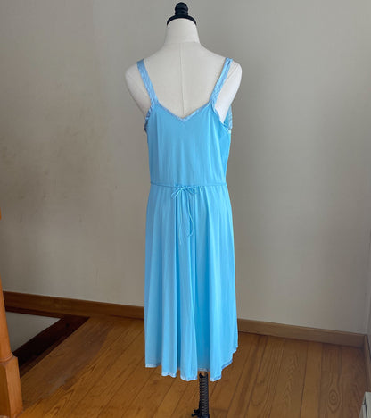 Vintage 1960’s nightie nightgown slip dress Grecian baby blue Artemis // 31” waist