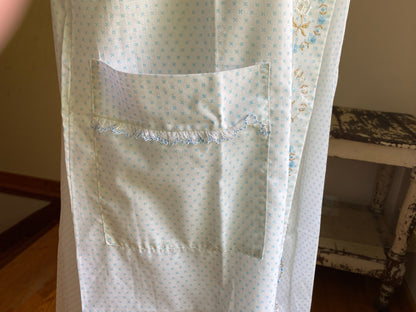 Vintage 70’s nightie & robe set embroidered lace blue and white nightgown Katz // 38” bust